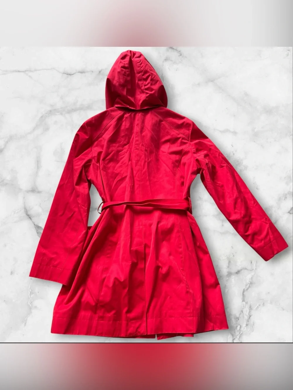 Women’s Michael Kors belted trench coat with removable hood size L - Picture 2 of 5